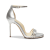 100mm Italian Made Round Toe Perfect Sandal in Silver Nappa