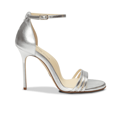 100mm Italian Made Round Toe Perfect Sandal in Silver Nappa