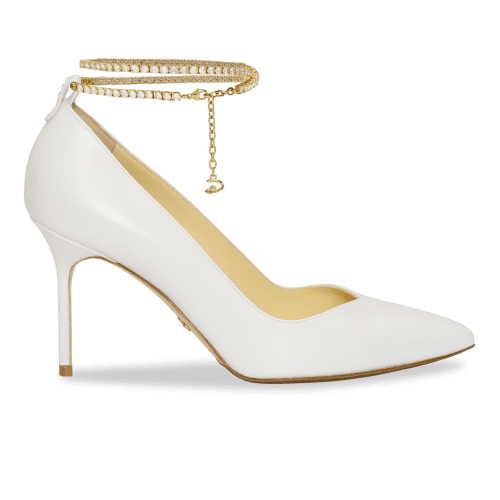 Perfect Shiffon Pump 85 in White Calf