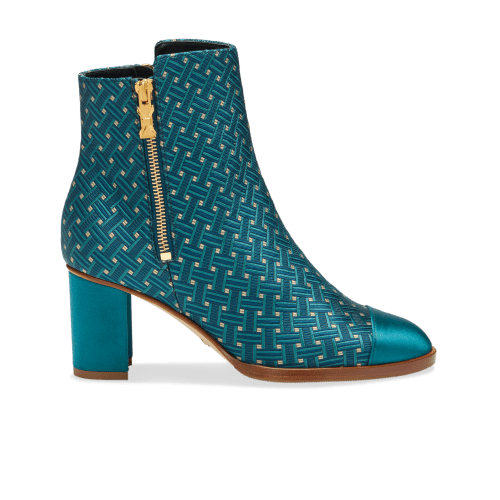 Perfect Zip Bootie 70 in Teal Deco Jacquard