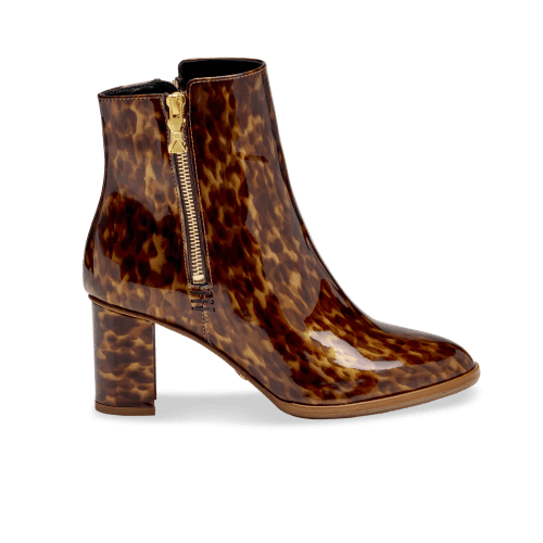 Perfect Zip Bootie 70 in Tortoise Patent