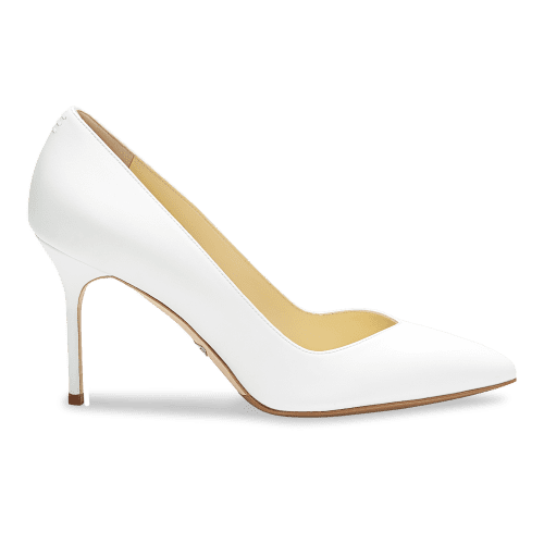 85mm Italian Made Pointed Toe Pump in White Calf