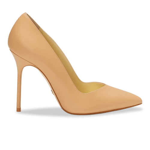 100mm Italian Made Pointed Toe Pump in Sand Calf