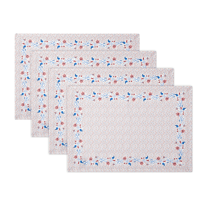 Placemats BurgundyFloralCotton 01 Front compressed