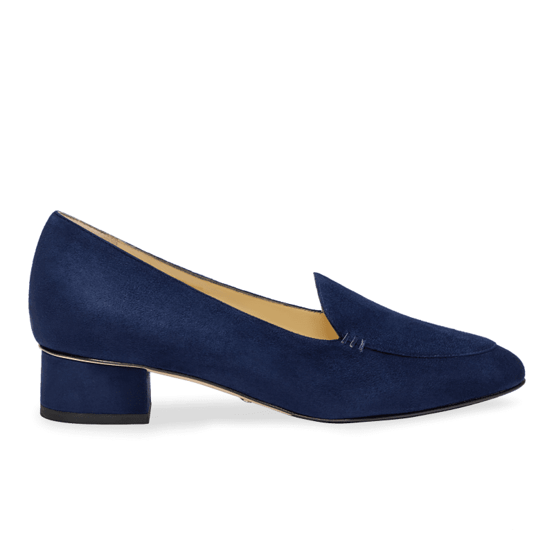 30mm Italian Made Rosie Flat in Navy Suede