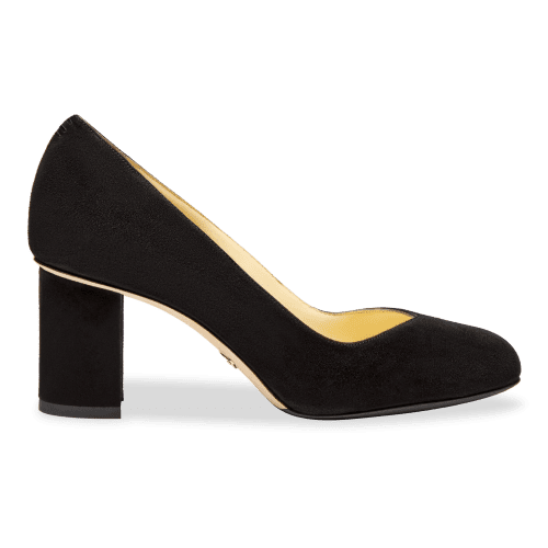 Perfect Round Toe Pump in Black Suede Handcrafted in Italy