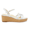 Mirjana Wedge 50 in White Vacchetta & Raffia