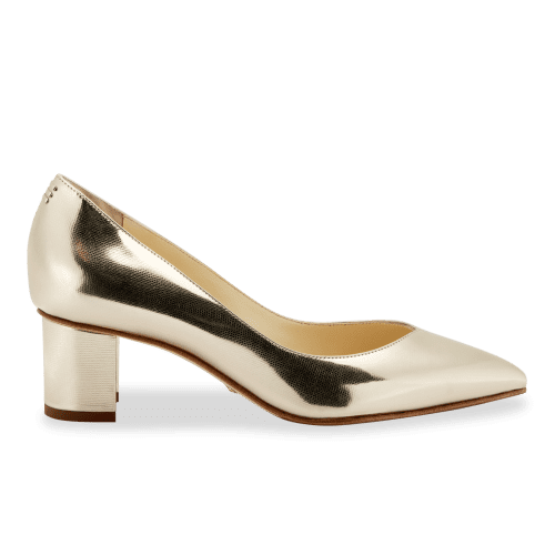 50mm Italian Made Pointed Toe Perfect Emma Pump in Gold Saffiano