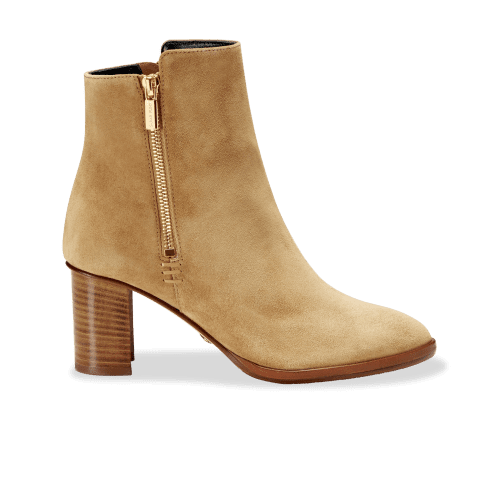 70mm Italian Made Perfect Zip Bootie in Camel Crosta