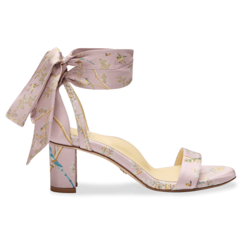 Sarah Flint X Gracie Perfect Block Sandal 60 in Pink Holts Garden Silk