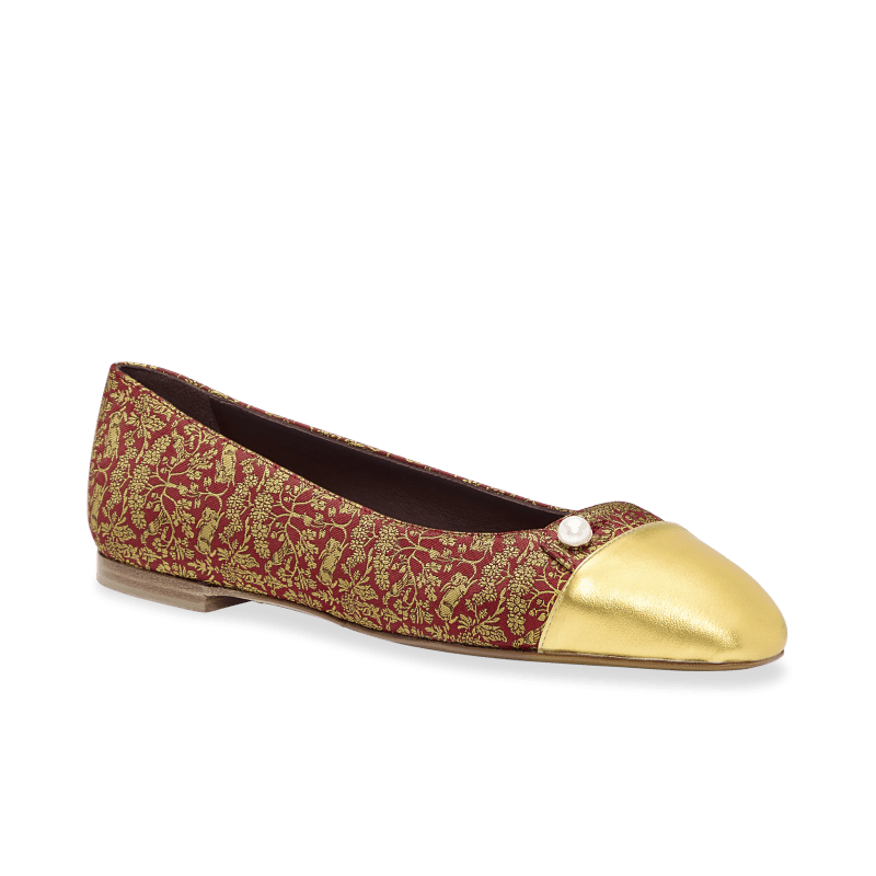 SacchettoBalletFLat BrightRedRabbitJacquard 3q3