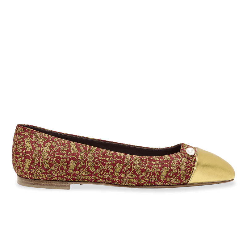 Sacchetto Ballet Flat in Bright Red Rabbit Jacquard