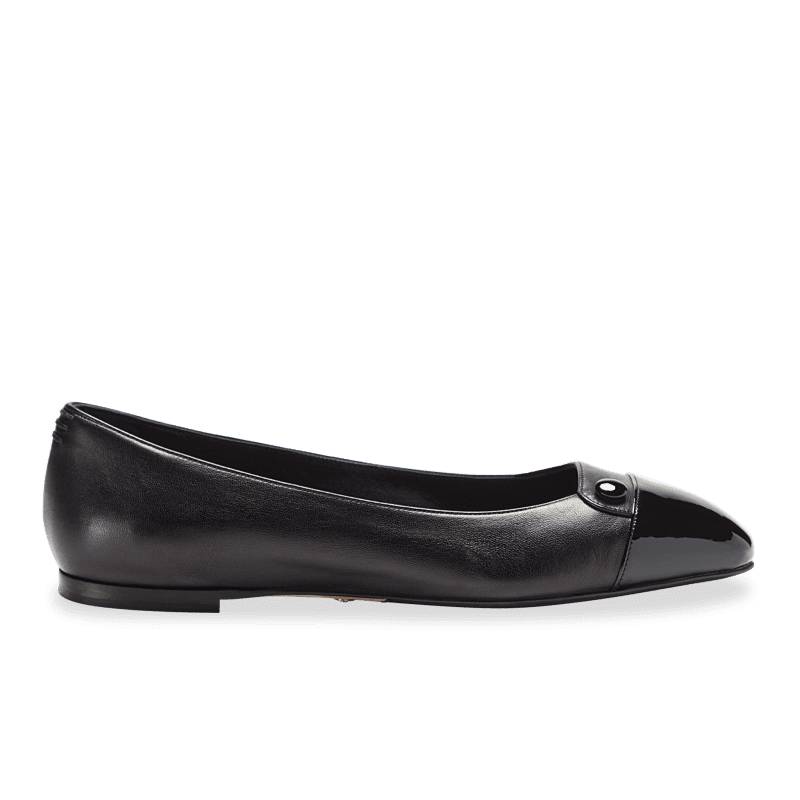 10mm Italian Made Sacchetto Ballet Flat Squared Toe Flat in Black Nappa