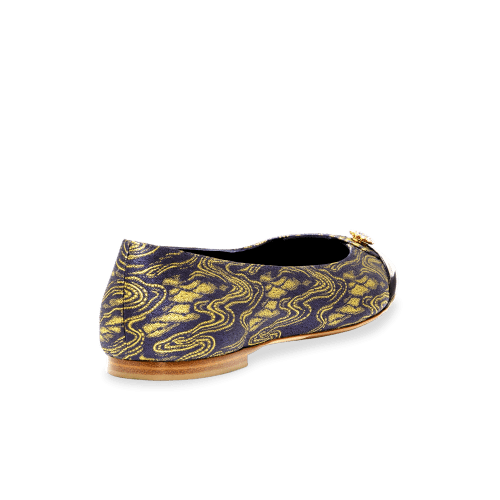 SacchettoBalletFlat NavyGoldWaveJacquard Back4