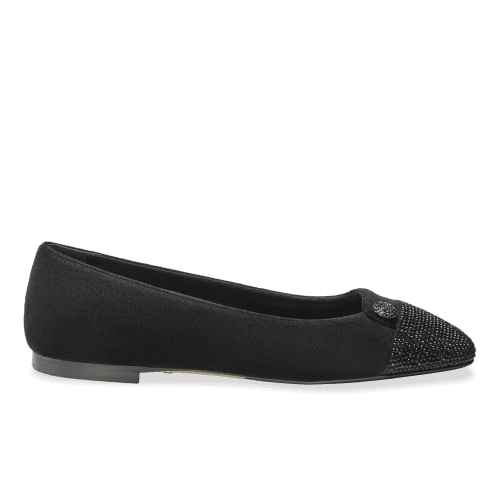 Sacchetto Ballet Flat in Black Velvet & Crystal