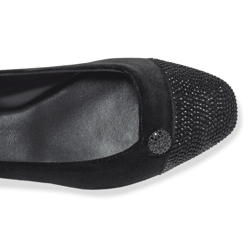 Sacchetto Ballet Flat Black Velvet Crystal Top2