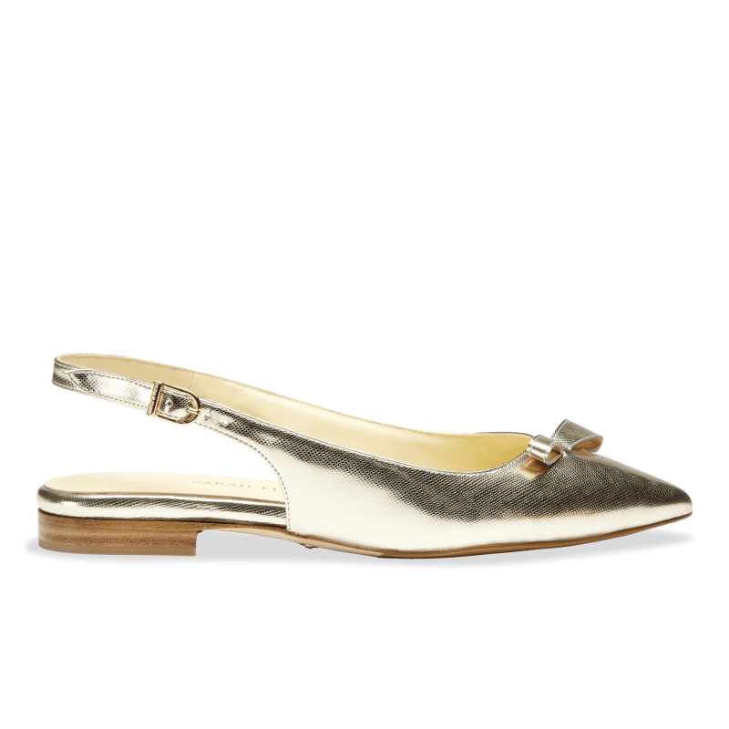 Handcrafted Sling-Back Ballet Flat in Gold Staffiano