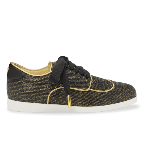 Wanderlust Sneaker in Black and Gold Sparkle