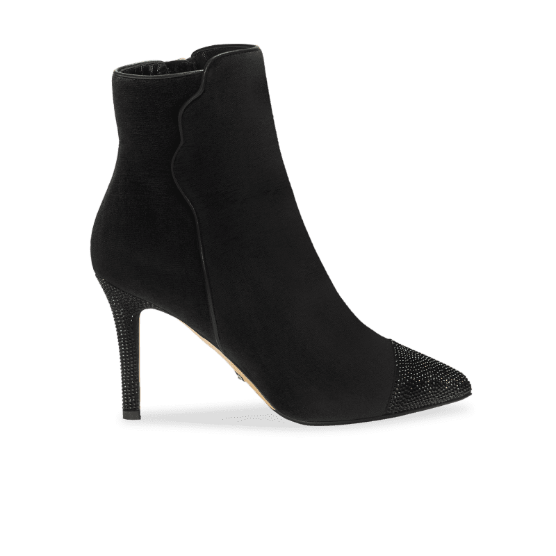 Perfect Dress Bootie 90 in Black Velvet & Crystal